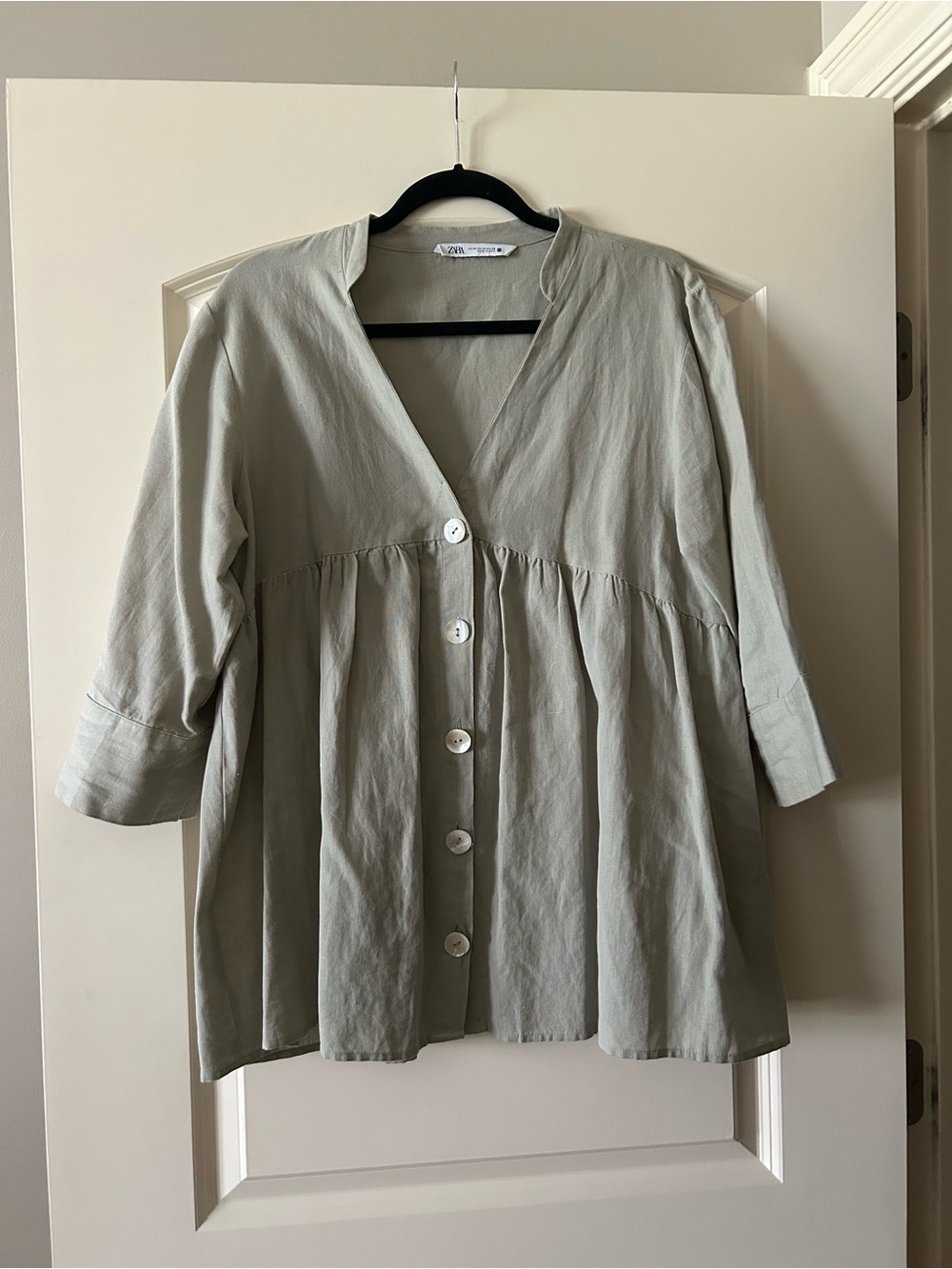 Zara Linen Pastel Green Blouse